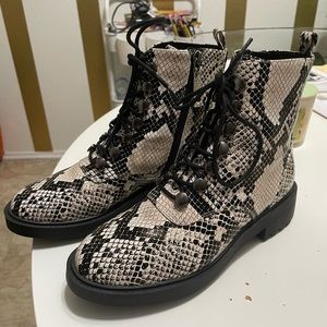 Snake print combat boot